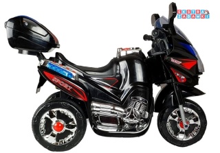 Czarny motorek HC8051 na akumulator - 1x18W 6V/4.5Ah, 4km/h, LED, otwierany kuderek - [370]