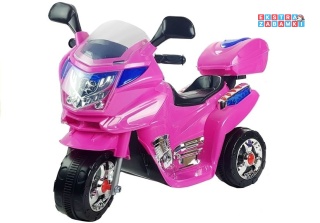 Różowy motorek HC8051 na akumulator - 1x18W 6V/4.5Ah, 4km/h, LED, otwierany kuderek - [1779]