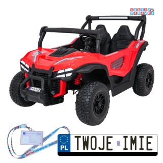 Czerwony Gravity buggy na akumulator dwuosobowy - czerwony, 4x80W 24V/7Ah, pilot, LED, Bluetooth, EVA [S618]