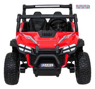Czerwony Gravity buggy na akumulator dwuosobowy - czerwony, 4x80W 24V/7Ah, pilot, LED, Bluetooth, EVA [S618]
