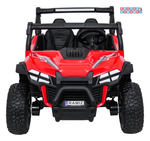 Czerwony Gravity buggy na akumulator dwuosobowy - czerwony, 4x80W 24V/7Ah, pilot, LED, Bluetooth, EVA [S618]