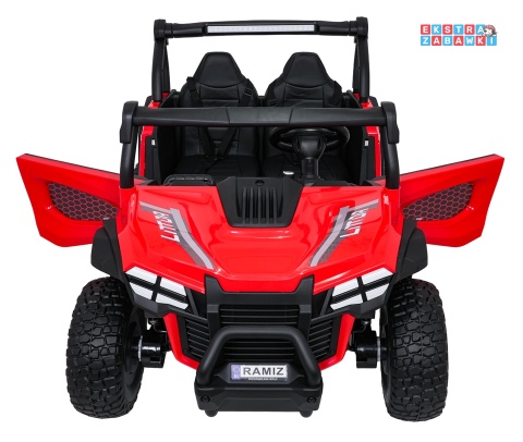 Czerwony Gravity buggy na akumulator dwuosobowy - czerwony, 4x80W 24V/7Ah, pilot, LED, Bluetooth, EVA [S618]