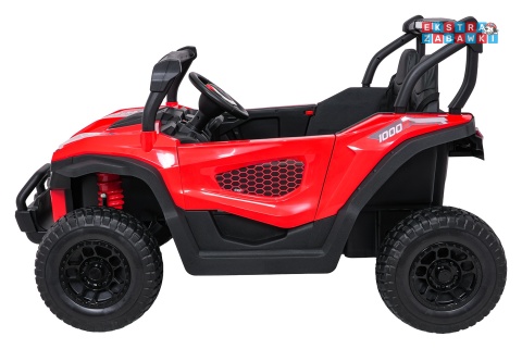 Czerwony Gravity buggy na akumulator dwuosobowy - czerwony, 4x80W 24V/7Ah, pilot, LED, Bluetooth, EVA [S618]