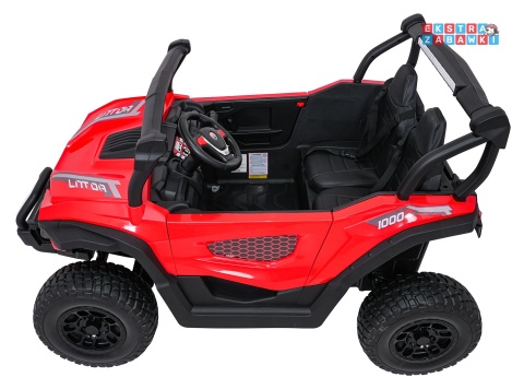Czerwony Gravity buggy na akumulator dwuosobowy - czerwony, 4x80W 24V/7Ah, pilot, LED, Bluetooth, EVA [S618]