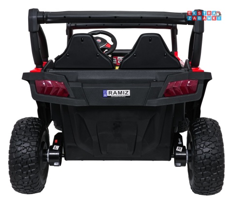 Czerwony Gravity buggy na akumulator dwuosobowy - czerwony, 4x80W 24V/7Ah, pilot, LED, Bluetooth, EVA [S618]