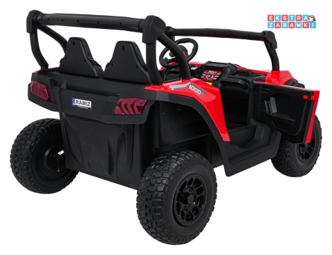 Czerwony Gravity buggy na akumulator dwuosobowy - czerwony, 4x80W 24V/7Ah, pilot, LED, Bluetooth, EVA [S618]