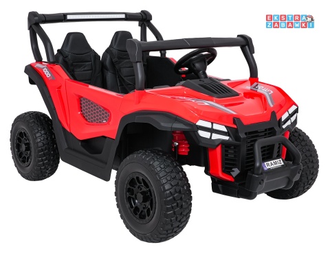 Czerwony Gravity buggy na akumulator dwuosobowy - czerwony, 4x80W 24V/7Ah, pilot, LED, Bluetooth, EVA [S618]