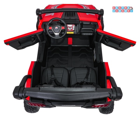 Czerwony Gravity buggy na akumulator dwuosobowy - czerwony, 4x80W 24V/7Ah, pilot, LED, Bluetooth, EVA [S618]