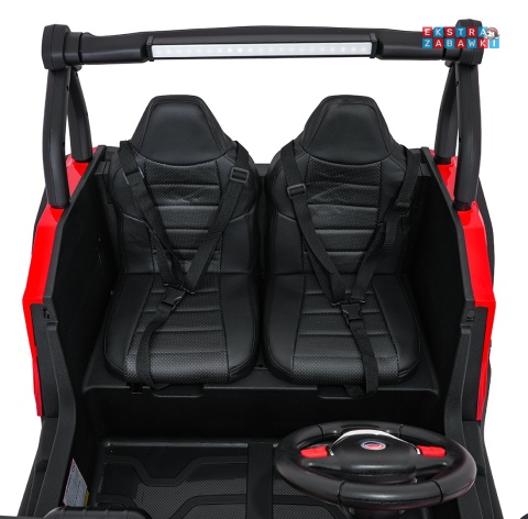 Czerwony Gravity buggy na akumulator dwuosobowy - czerwony, 4x80W 24V/7Ah, pilot, LED, Bluetooth, EVA [S618]