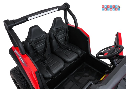 Czerwony Gravity buggy na akumulator dwuosobowy - czerwony, 4x80W 24V/7Ah, pilot, LED, Bluetooth, EVA [S618]