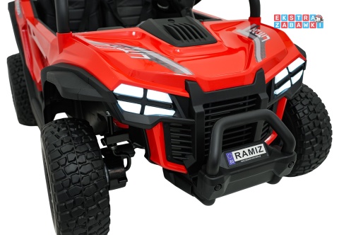 Czerwony Gravity buggy na akumulator dwuosobowy - czerwony, 4x80W 24V/7Ah, pilot, LED, Bluetooth, EVA [S618]