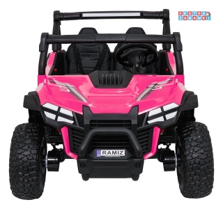 Różowy Gravity buggy na akumulator dwuosobowy - różowy, 4x80W 24V/7Ah, pilot, LED, Bluetooth, EVA [S618]