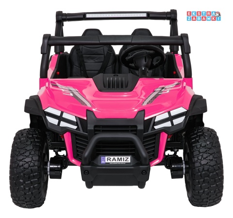 Różowy Gravity buggy na akumulator dwuosobowy - różowy, 4x80W 24V/7Ah, pilot, LED, Bluetooth, EVA [S618]