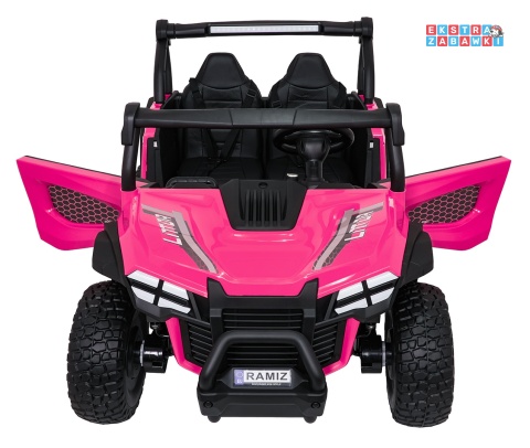 Różowy Gravity buggy na akumulator dwuosobowy - różowy, 4x80W 24V/7Ah, pilot, LED, Bluetooth, EVA [S618]