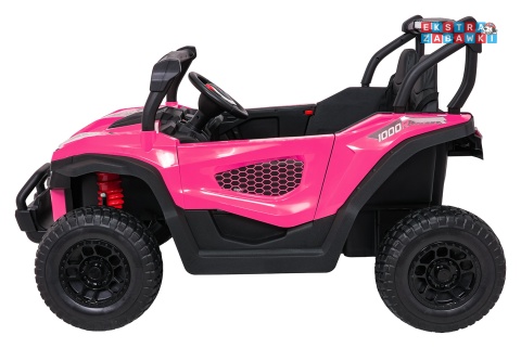 Różowy Gravity buggy na akumulator dwuosobowy - różowy, 4x80W 24V/7Ah, pilot, LED, Bluetooth, EVA [S618]