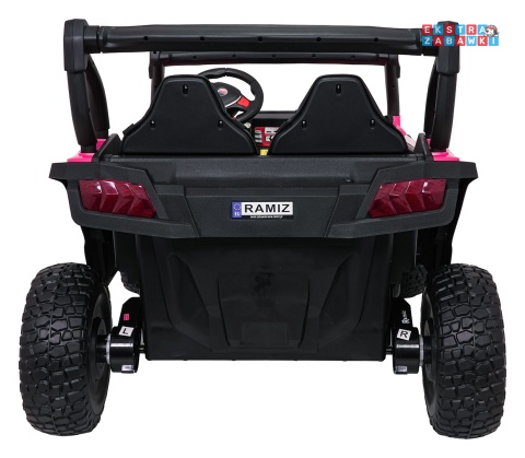 Różowy Gravity buggy na akumulator dwuosobowy - różowy, 4x80W 24V/7Ah, pilot, LED, Bluetooth, EVA [S618]