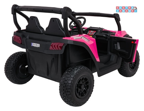 Różowy Gravity buggy na akumulator dwuosobowy - różowy, 4x80W 24V/7Ah, pilot, LED, Bluetooth, EVA [S618]