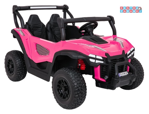 Różowy Gravity buggy na akumulator dwuosobowy - różowy, 4x80W 24V/7Ah, pilot, LED, Bluetooth, EVA [S618]