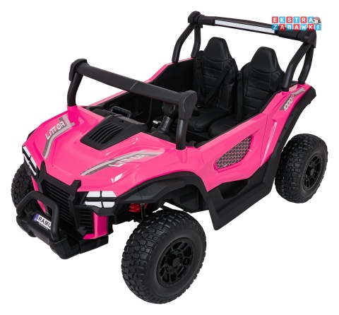 Różowy Gravity buggy na akumulator dwuosobowy - różowy, 4x80W 24V/7Ah, pilot, LED, Bluetooth, EVA [S618]