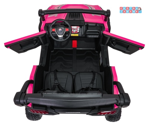 Różowy Gravity buggy na akumulator dwuosobowy - różowy, 4x80W 24V/7Ah, pilot, LED, Bluetooth, EVA [S618]