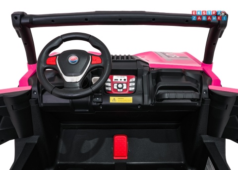 Różowy Gravity buggy na akumulator dwuosobowy - różowy, 4x80W 24V/7Ah, pilot, LED, Bluetooth, EVA [S618]