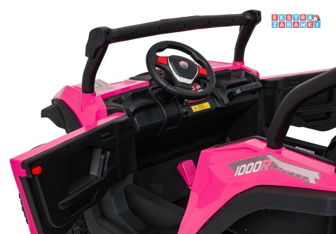 Różowy Gravity buggy na akumulator dwuosobowy - różowy, 4x80W 24V/7Ah, pilot, LED, Bluetooth, EVA [S618]