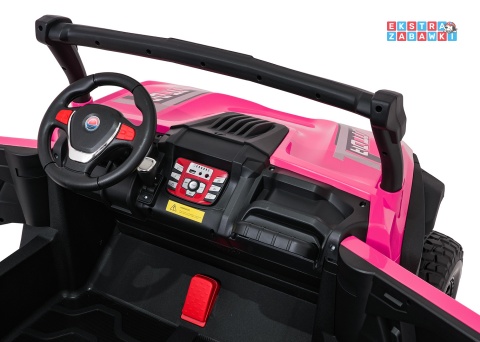 Różowy Gravity buggy na akumulator dwuosobowy - różowy, 4x80W 24V/7Ah, pilot, LED, Bluetooth, EVA [S618]