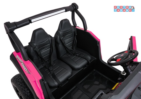 Różowy Gravity buggy na akumulator dwuosobowy - różowy, 4x80W 24V/7Ah, pilot, LED, Bluetooth, EVA [S618]