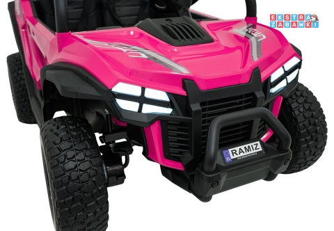 Różowy Gravity buggy na akumulator dwuosobowy - różowy, 4x80W 24V/7Ah, pilot, LED, Bluetooth, EVA [S618]