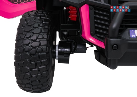 Różowy Gravity buggy na akumulator dwuosobowy - różowy, 4x80W 24V/7Ah, pilot, LED, Bluetooth, EVA [S618]