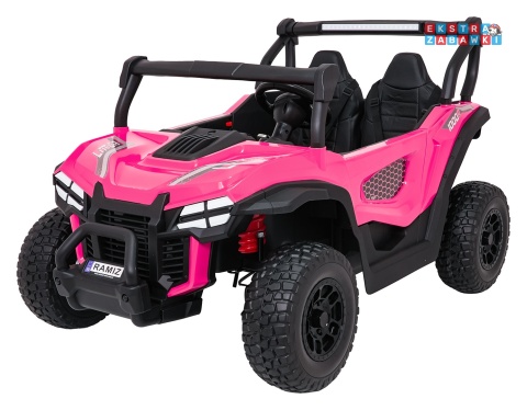 Różowy Gravity buggy na akumulator dwuosobowy - różowy, 4x80W 24V/7Ah, pilot, LED, Bluetooth, EVA [S618]