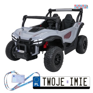 Gravity buggy na akumulator dwuosobowy - szary, 4x80W 24V/7Ah, pilot, LED, Bluetooth, EVA [S618]
