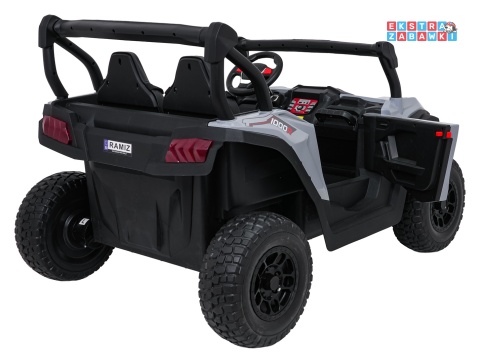 Gravity buggy na akumulator dwuosobowy - szary, 4x80W 24V/7Ah, pilot, LED, Bluetooth, EVA [S618]