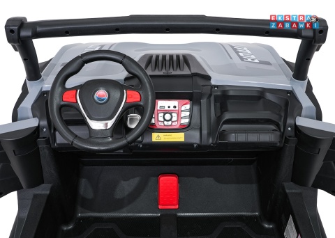 Gravity buggy na akumulator dwuosobowy - szary, 4x80W 24V/7Ah, pilot, LED, Bluetooth, EVA [S618]