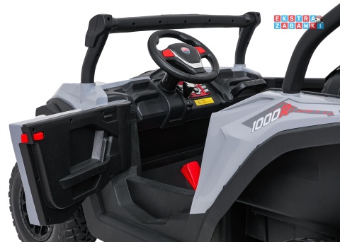 Gravity buggy na akumulator dwuosobowy - szary, 4x80W 24V/7Ah, pilot, LED, Bluetooth, EVA [S618]