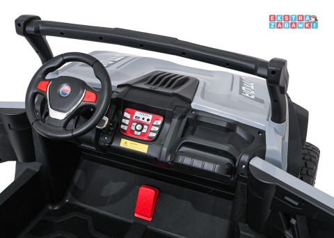 Gravity buggy na akumulator dwuosobowy - szary, 4x80W 24V/7Ah, pilot, LED, Bluetooth, EVA [S618]