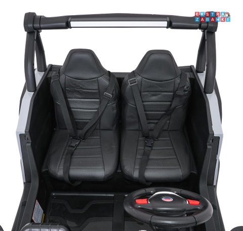 Gravity buggy na akumulator dwuosobowy - szary, 4x80W 24V/7Ah, pilot, LED, Bluetooth, EVA [S618]