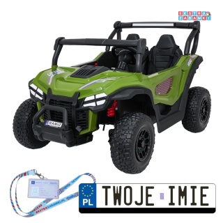 Zielony Gravity buggy na akumulator dwuosobowy - zielony, 4x80W, 24V/7Ah, pilot, LED, Bluetooth, EVA [S618]
