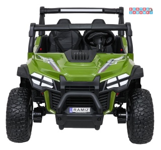 Zielony Gravity buggy na akumulator dwuosobowy - zielony, 4x80W, 24V/7Ah, pilot, LED, Bluetooth, EVA [S618]
