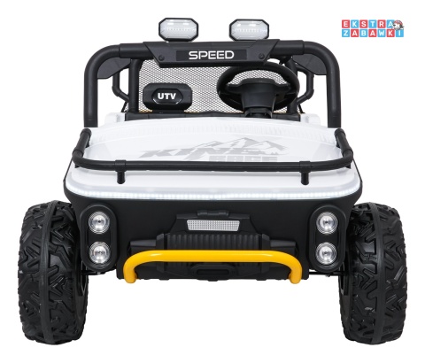 Biały UTV SPEED buggy na akumulator dwuosobowy - biały, 2x80W, 24V/9Ah, pilot, EVA, LED, Bluetooth, wolny start [HL707]