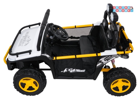 Biały UTV SPEED buggy na akumulator dwuosobowy - biały, 2x80W, 24V/9Ah, pilot, EVA, LED, Bluetooth, wolny start [HL707]