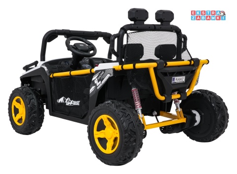 Biały UTV SPEED buggy na akumulator dwuosobowy - biały, 2x80W, 24V/9Ah, pilot, EVA, LED, Bluetooth, wolny start [HL707]