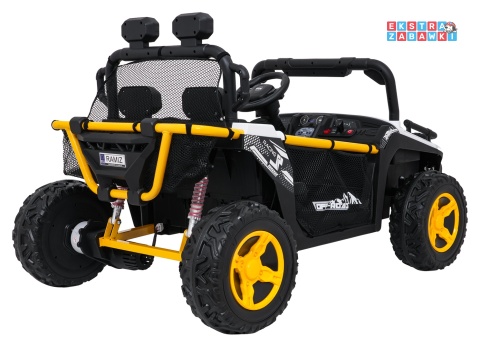 Biały UTV SPEED buggy na akumulator dwuosobowy - biały, 2x80W, 24V/9Ah, pilot, EVA, LED, Bluetooth, wolny start [HL707]