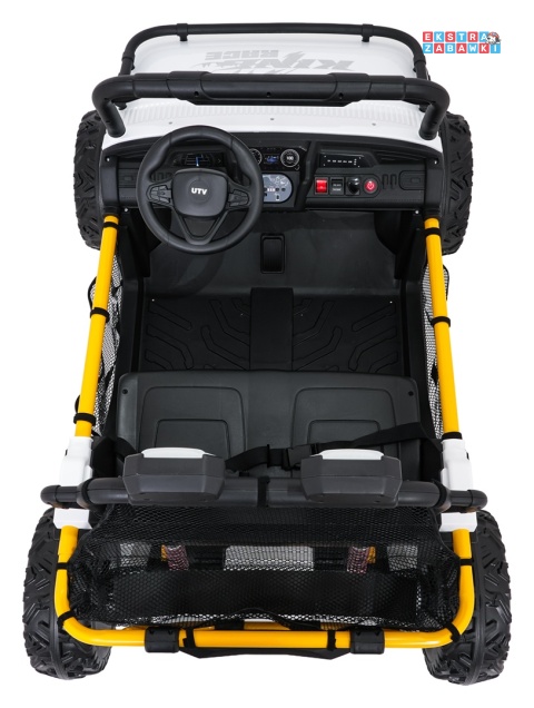 Biały UTV SPEED buggy na akumulator dwuosobowy - biały, 2x80W, 24V/9Ah, pilot, EVA, LED, Bluetooth, wolny start [HL707]