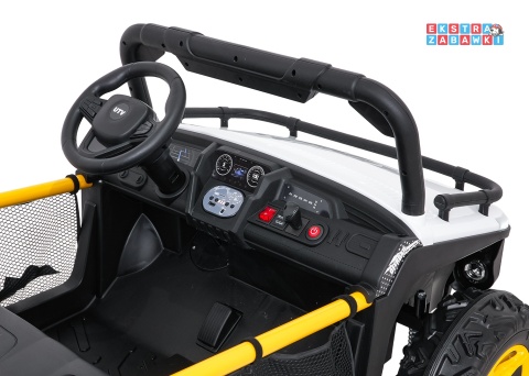 Biały UTV SPEED buggy na akumulator dwuosobowy - biały, 2x80W, 24V/9Ah, pilot, EVA, LED, Bluetooth, wolny start [HL707]