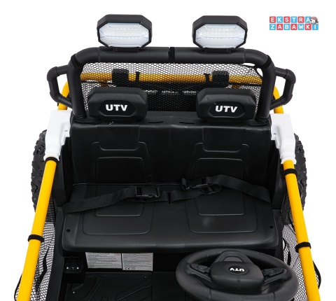 Biały UTV SPEED buggy na akumulator dwuosobowy - biały, 2x80W, 24V/9Ah, pilot, EVA, LED, Bluetooth, wolny start [HL707]