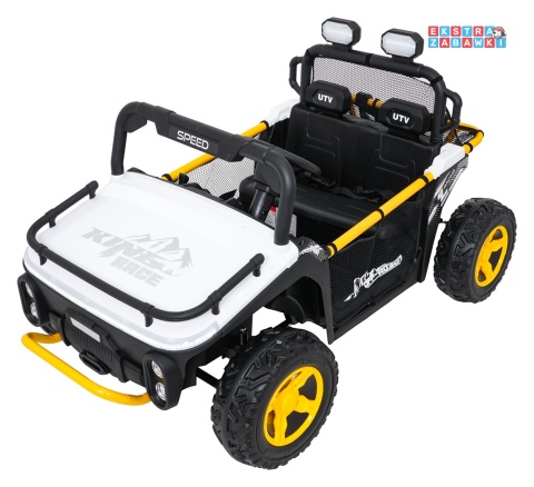 Biały UTV SPEED buggy na akumulator dwuosobowy - biały, 2x80W, 24V/9Ah, pilot, EVA, LED, Bluetooth, wolny start [HL707]