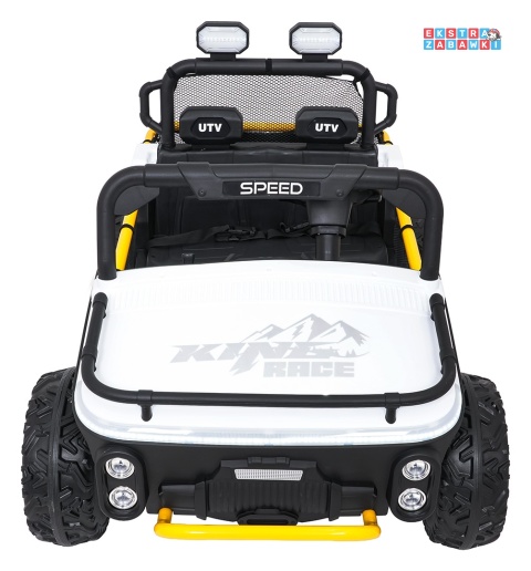 Biały UTV SPEED buggy na akumulator dwuosobowy - biały, 2x80W, 24V/9Ah, pilot, EVA, LED, Bluetooth, wolny start [HL707]