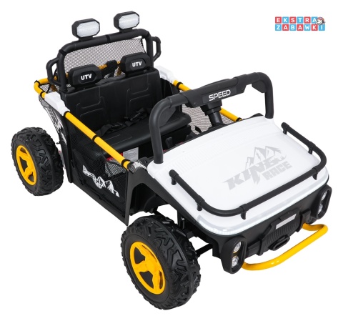 Biały UTV SPEED buggy na akumulator dwuosobowy - biały, 2x80W, 24V/9Ah, pilot, EVA, LED, Bluetooth, wolny start [HL707]