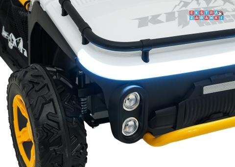 Biały UTV SPEED buggy na akumulator dwuosobowy - biały, 2x80W, 24V/9Ah, pilot, EVA, LED, Bluetooth, wolny start [HL707]